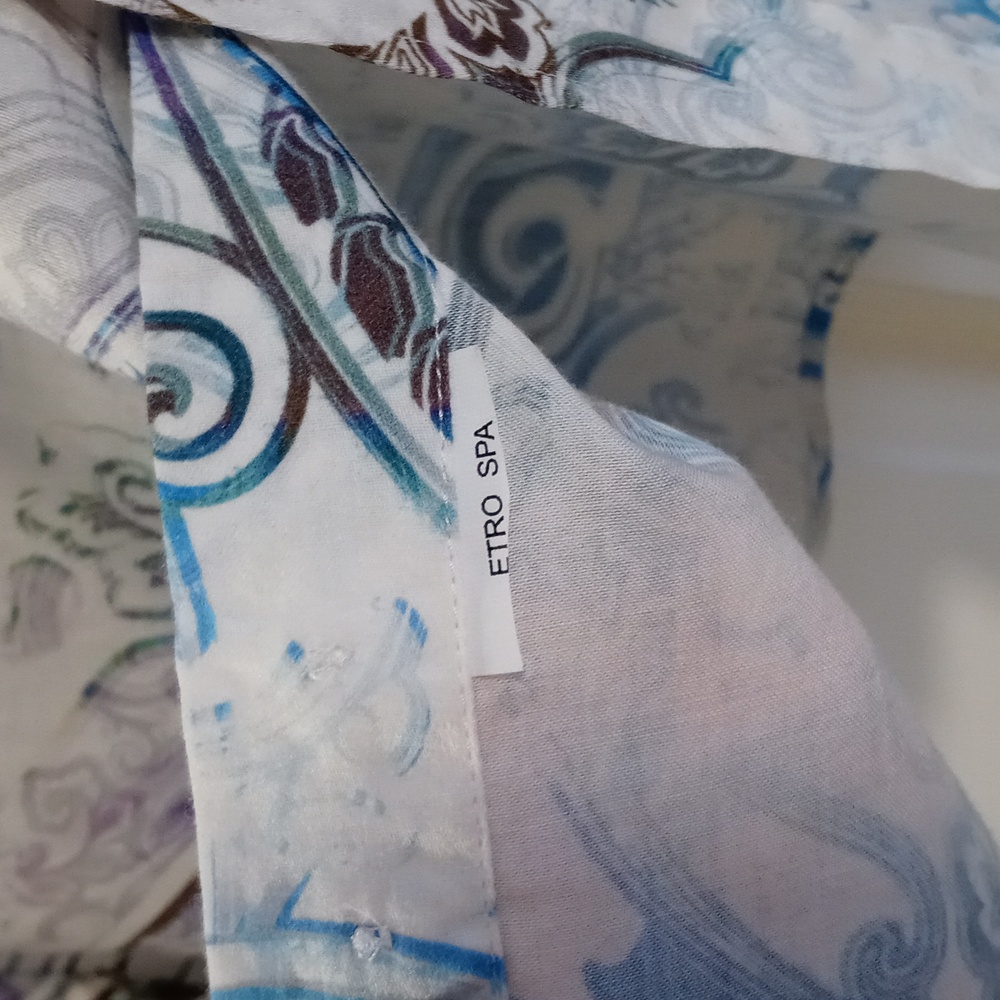 🌊Etro🌊 - Men's White/Blue/Purple Paisley L/S Button Down - Picture 8 of 11